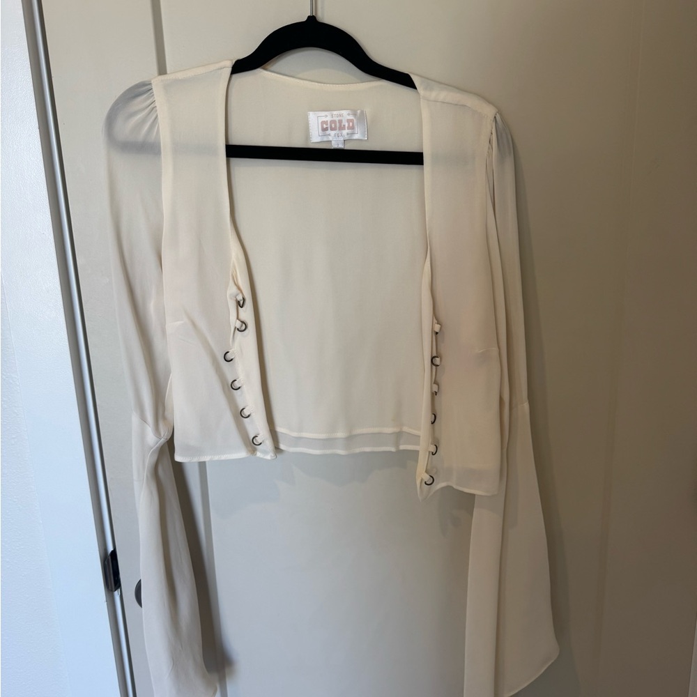 Stone Cold Fox Cream Sheer Blouse